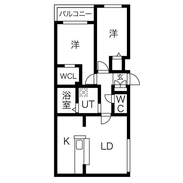 RANDWICK ASABU(2LDK/1階)の間取り写真