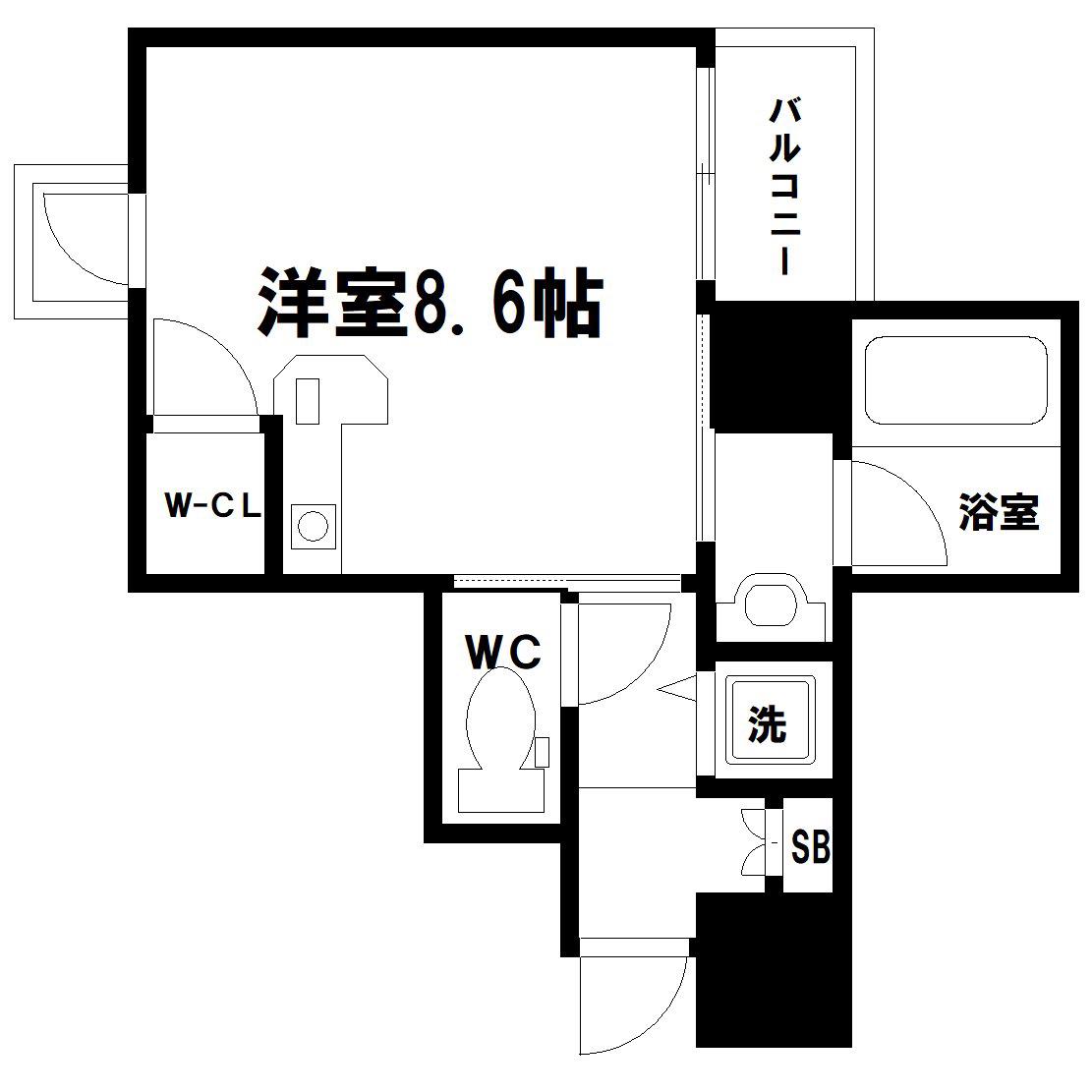 クレイドル上町II(ワンルーム/6階)の間取り写真