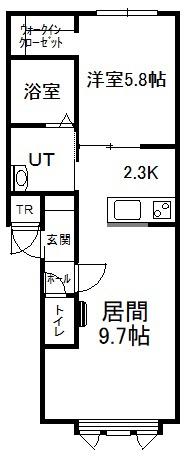 フルールII(1LDK/1階)の間取り写真