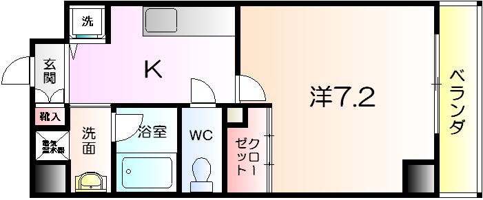 ロイヤルコート中百舌鳥(1K/4階)の間取り写真