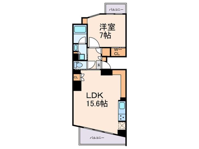 ザ・パークハビオSOHO祐天寺(1LDK/5階)の間取り写真