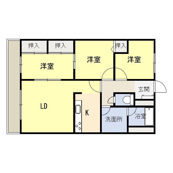 ドルシスII(3LDK/1階)の間取り写真