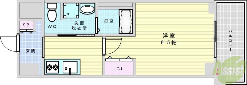エルプレイス江坂Ⅱ(1K/5階)の間取り写真