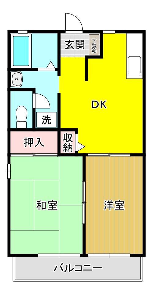 ノースフィールドI(2DK/2階)の間取り写真