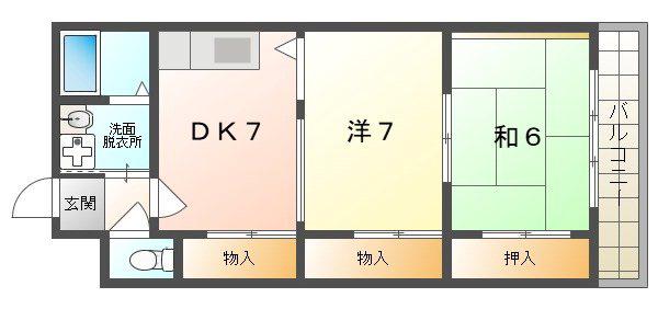 パラシオン菊水(2DK/2階)の間取り写真
