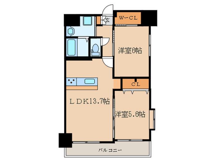 グランデール(2LDK/8階)の間取り写真