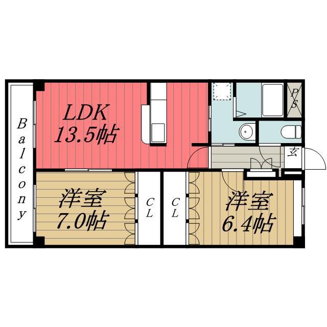 グレイスヴィラ(2LDK/1階)の間取り写真