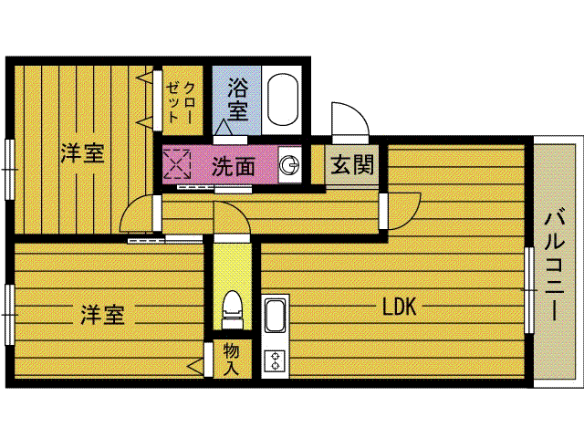 フェリスI(2LDK/1階)の間取り写真