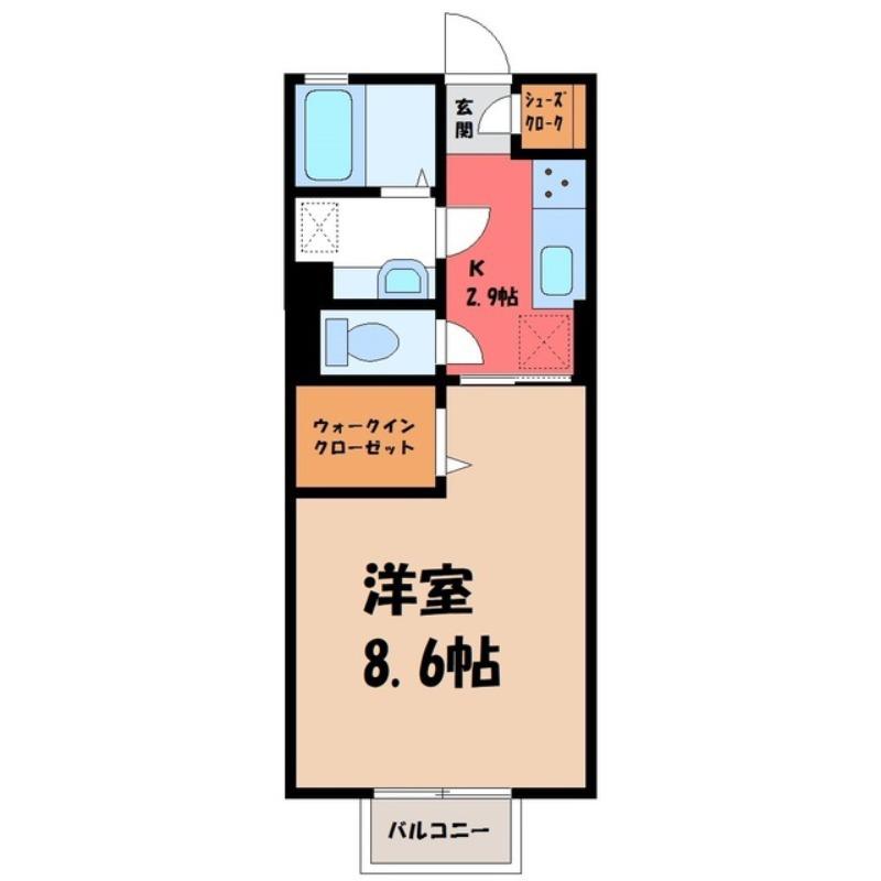 アヴニール A(1K/1階)の間取り写真