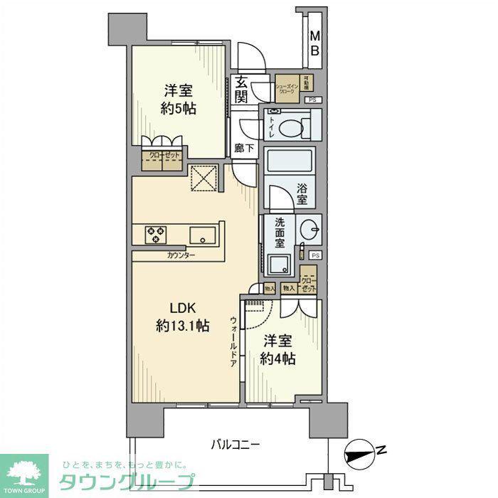 プラウドシティ国立(2LDK/7階)の間取り写真