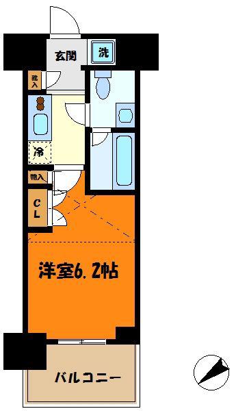 パークキューブ武蔵小杉(1K/3階)の間取り写真