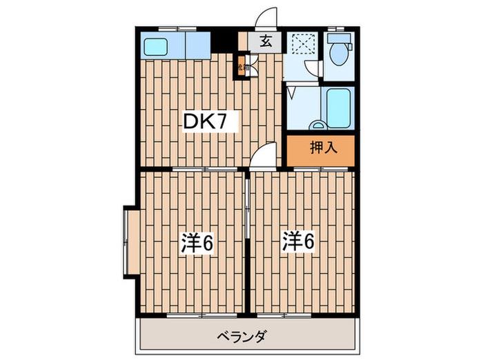 エステートピアアマガイ(2DK/2階)の間取り写真