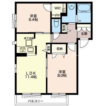 ARCADIA(2LDK/1階)の間取り写真