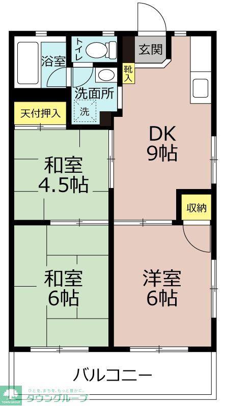 金子パークハイツ(3DK/2階)の間取り写真