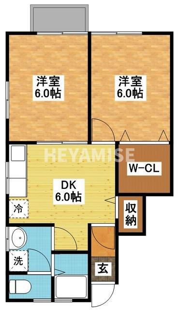 Mコーポ弐番館(2DK/1階)の間取り写真