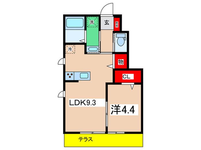モンターニュ(1LDK/1階)の間取り写真
