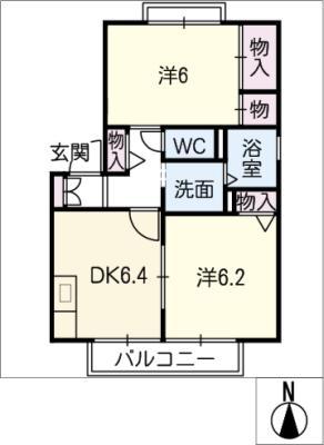 ディアス ヒロ(2DK/1階)の間取り写真