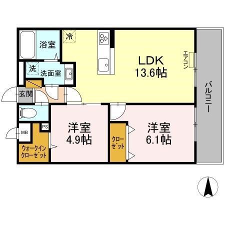 LIGHT HOUSE(2LDK/8階)の間取り写真