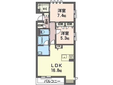 シェノン(2LDK/2階)の間取り写真
