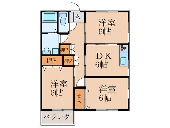 栄壮コーポB棟(3DK/2階)の間取り写真