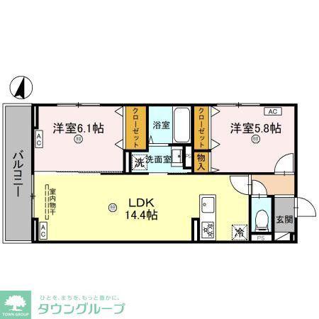 D-ROOM江木(2LDK/2階)の間取り写真