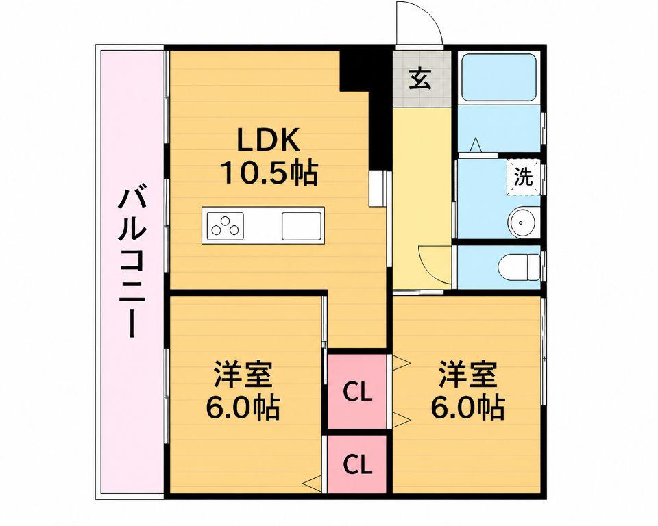 児玉マンションB棟(2LDK/1階)の間取り写真