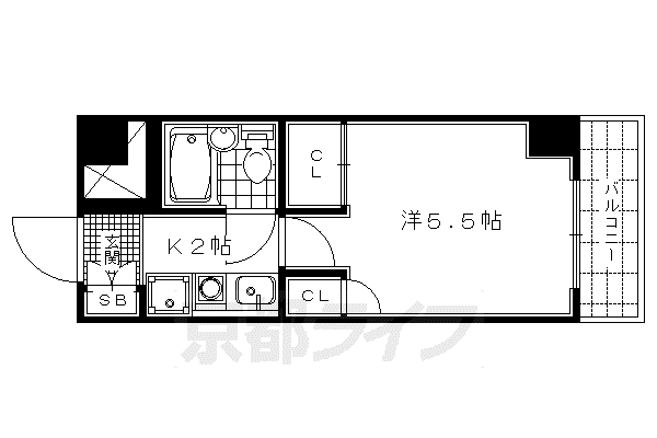 ライオンズマンション北大路(1K/2階)の間取り写真
