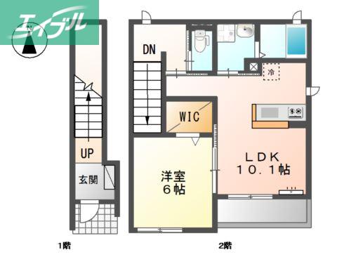 プランドールテラス(1LDK/2階)の間取り写真