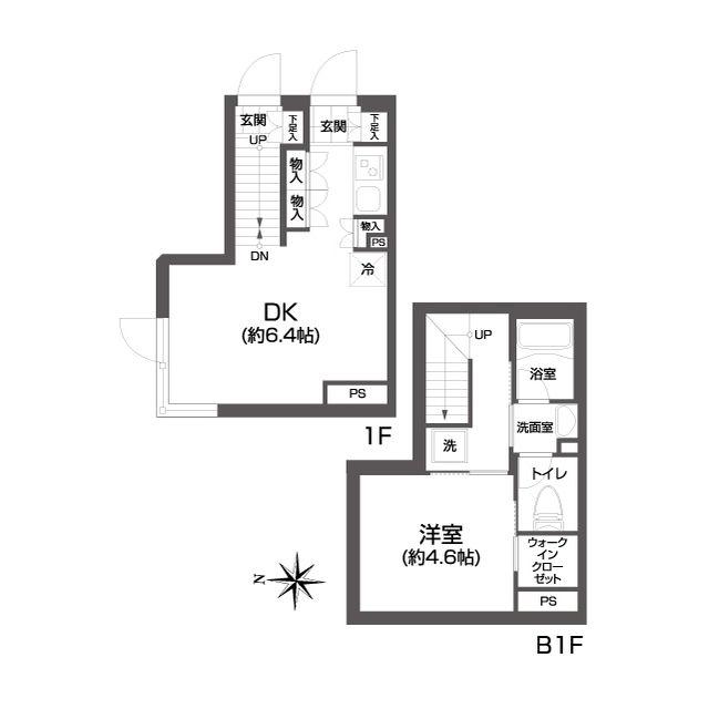 ウーヴァス池袋(1LDK/B1階)の間取り写真