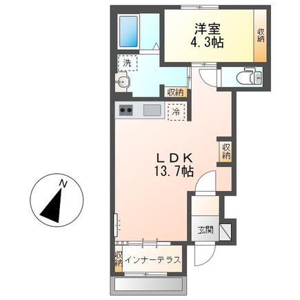 ハイム上の台 SIDEE(1LDK/1階)の間取り写真