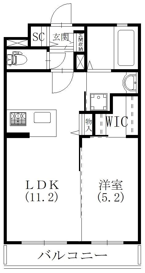オランジュリー(1LDK/4階)の間取り写真