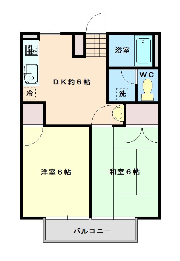 リバーハイツ(2DK/2階)の間取り写真