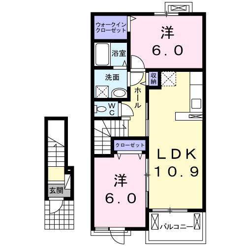 マロン・ドエルA(2LDK/2階)の間取り写真