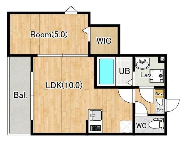 ジーメゾン福生熊川(1LDK/2階)の間取り写真