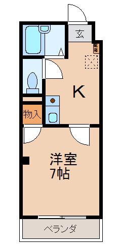 クラウンハイツ向(1K/4階)の間取り写真