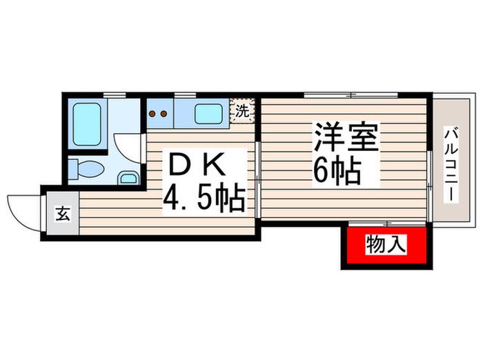 グリーンハイム(1DK/1階)の間取り写真