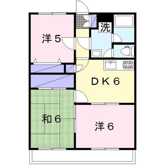レインボーパレス(3DK/2階)の間取り写真
