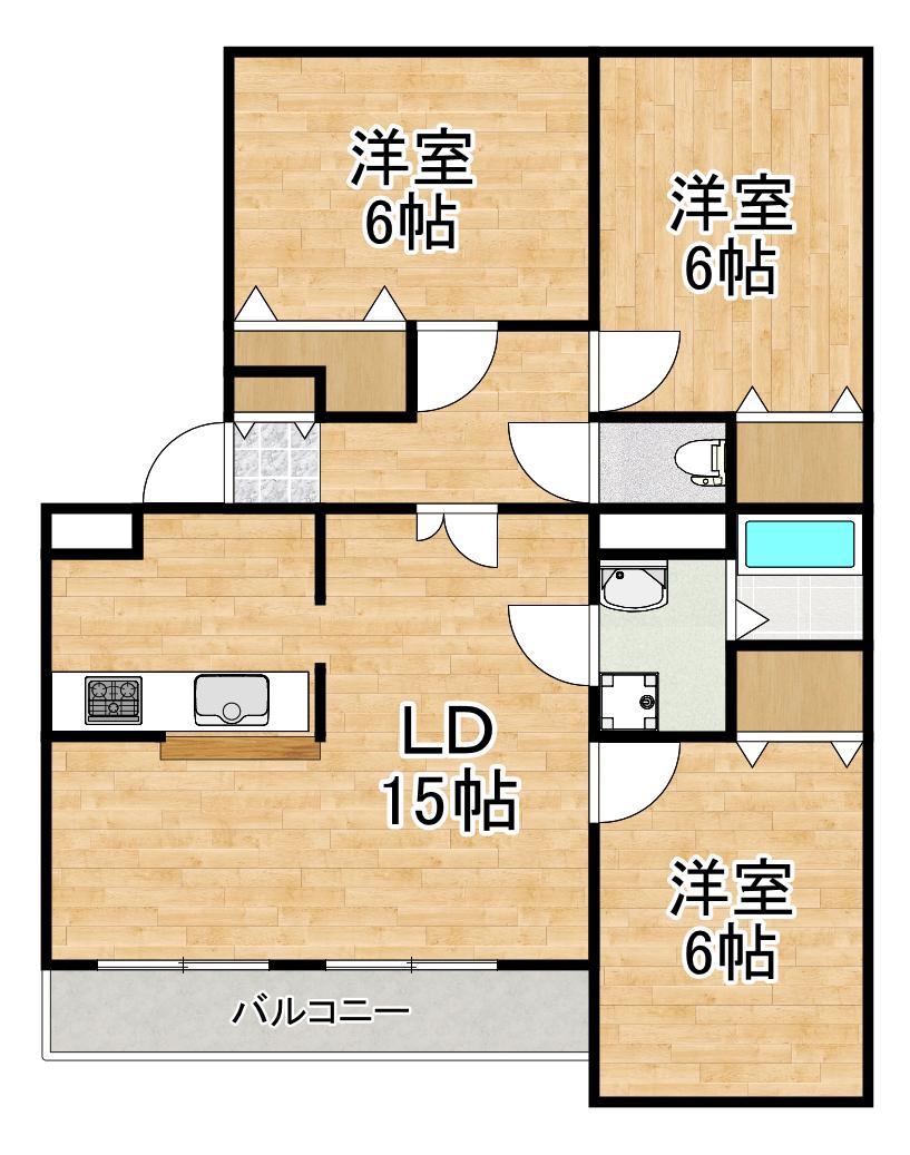 メイプルリッチ弐号館(3LDK/3階)の間取り写真