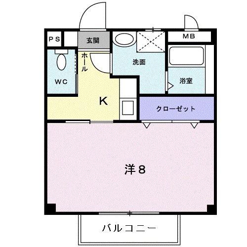 ミレニアムハイツ(1K/2階)の間取り写真