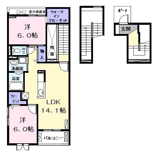 レニティフ II(2LDK/3階)の間取り写真