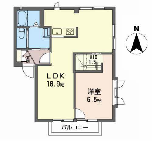 ディアコート多賀城D(1LDK/1階)の間取り写真