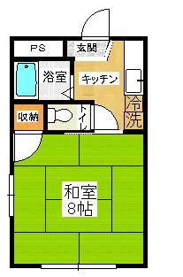 コーポ木津(1K/3階)の間取り写真