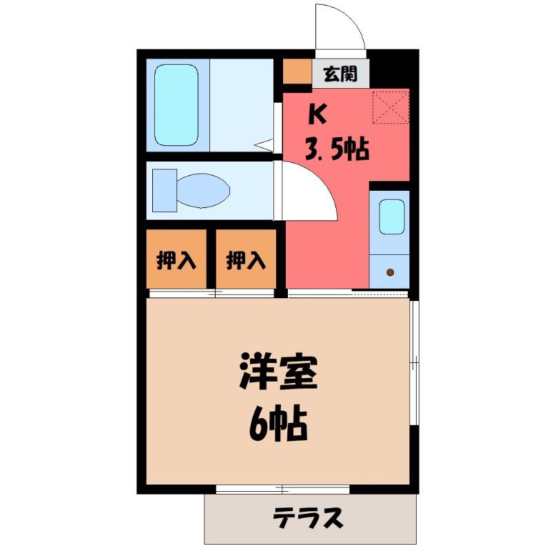 コーポ東日本I(1K/1階)の間取り写真