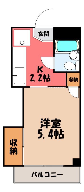 ラデヴィーナ鴻巣II(1K/3階)の間取り写真