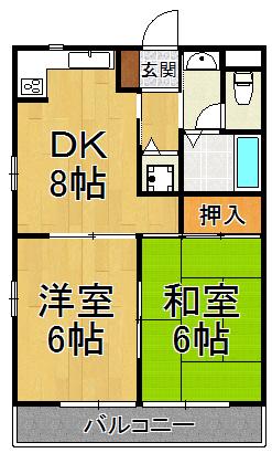 越水マンション(2DK/2階)の間取り写真
