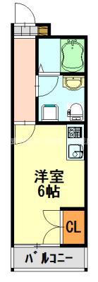 クオリアII(ワンルーム/1階)の間取り写真