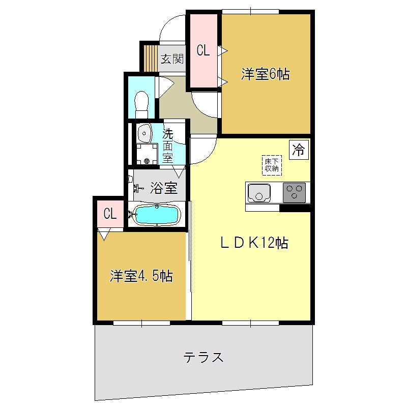 エスポワールD(2LDK/1階)の間取り写真