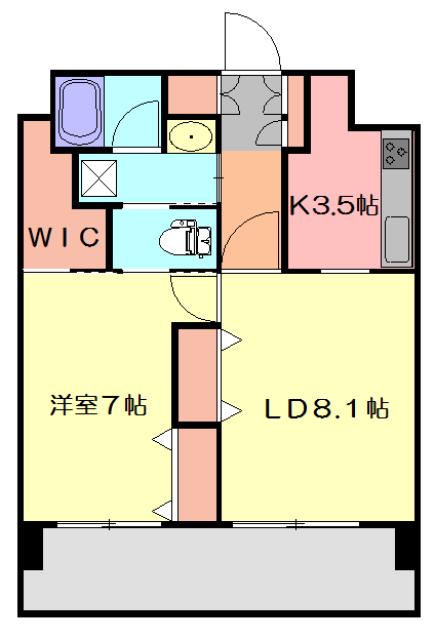グリーンミユキ小山(1LDK/6階)の間取り写真