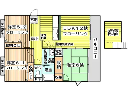 フリーフラット淡路(3LDK/6階)の間取り写真