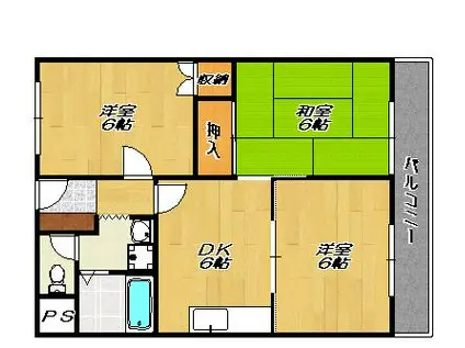 サンクレセール(3DK/3階)の間取り写真